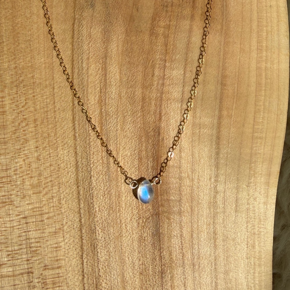 14k Goldfill Rainbow Moonstone Necklace
